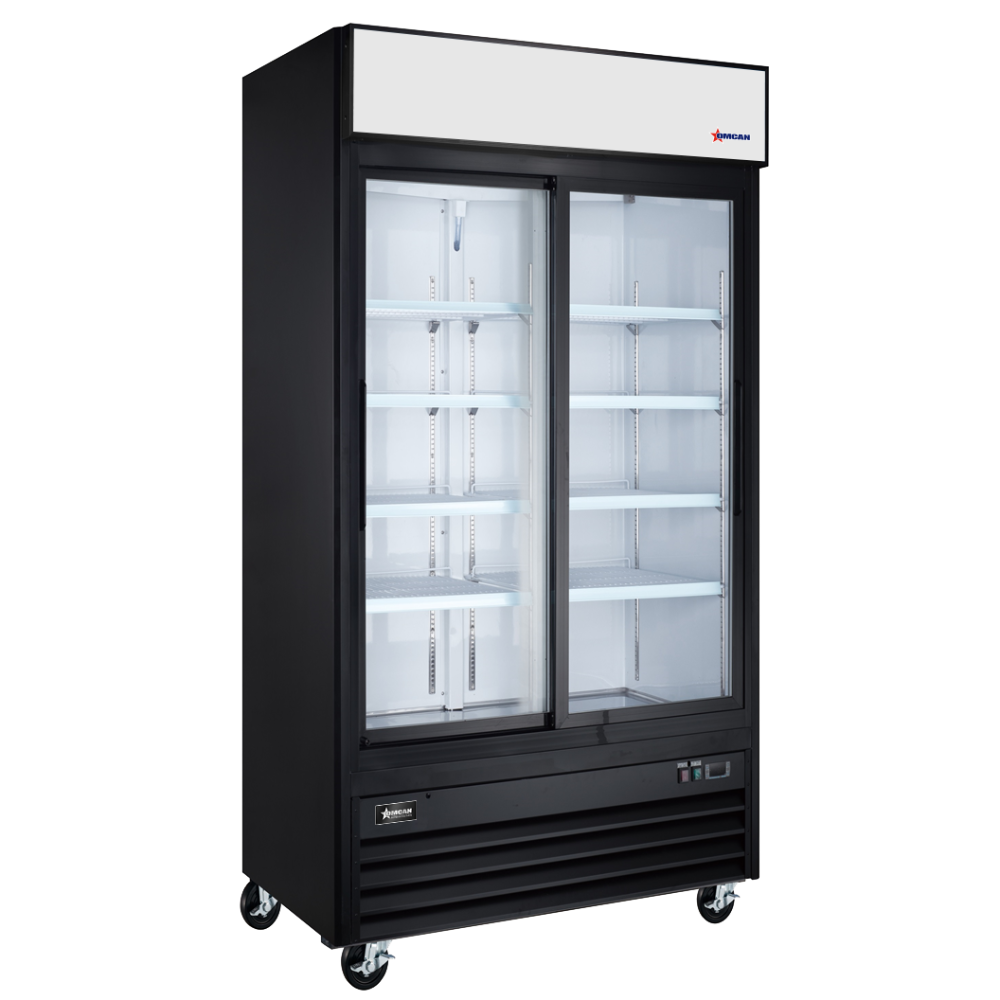 Omcan 50131 40" Merchandiser Refrigerator, 31.5 cu.ft, Sliding Glass Doors, 115V/60Hz