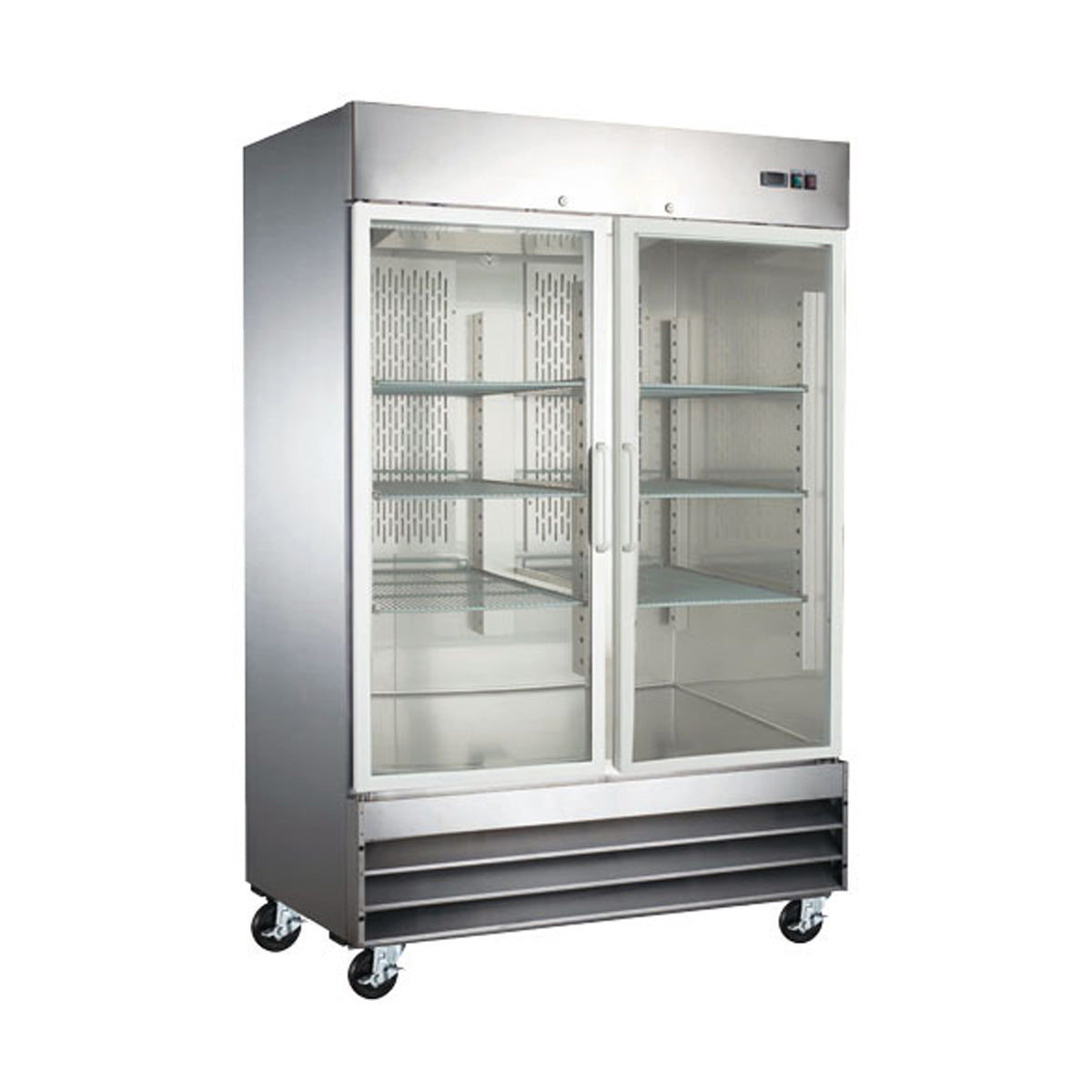 Omcan 51026 54" 2-Section Merchandiser Refrigerator w/ Glass Door, 47 cu. ft.