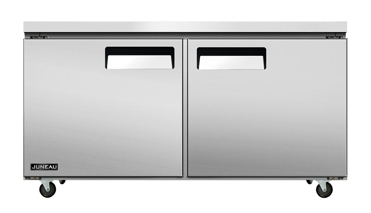 Omcan 58017 60" 2-Door Undercounter Freezer, Stainless Steel, 8.9 cu. ft., Digital Temp R290