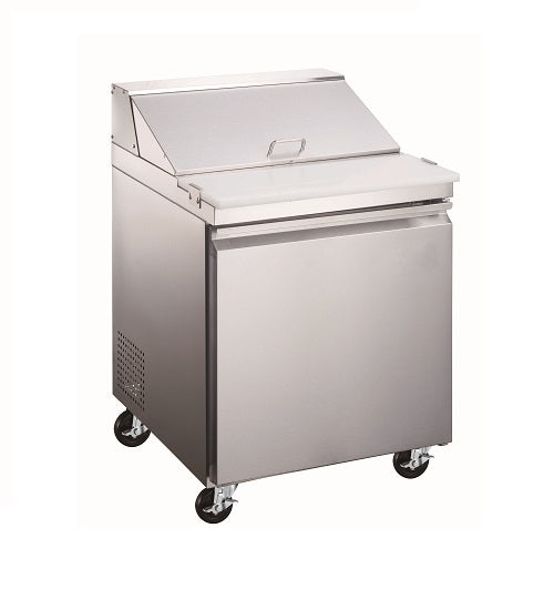 Omcan 59045 28 1-Section Refrigerated Pizza Prep Table w/ 1 Door, (6) 1/6 Pans
