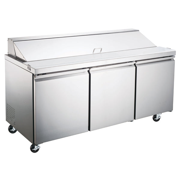 Omcan 59048 70" 3-Section Sandwich and Salad Prep Table w/ 3 Doors, 18 Pans