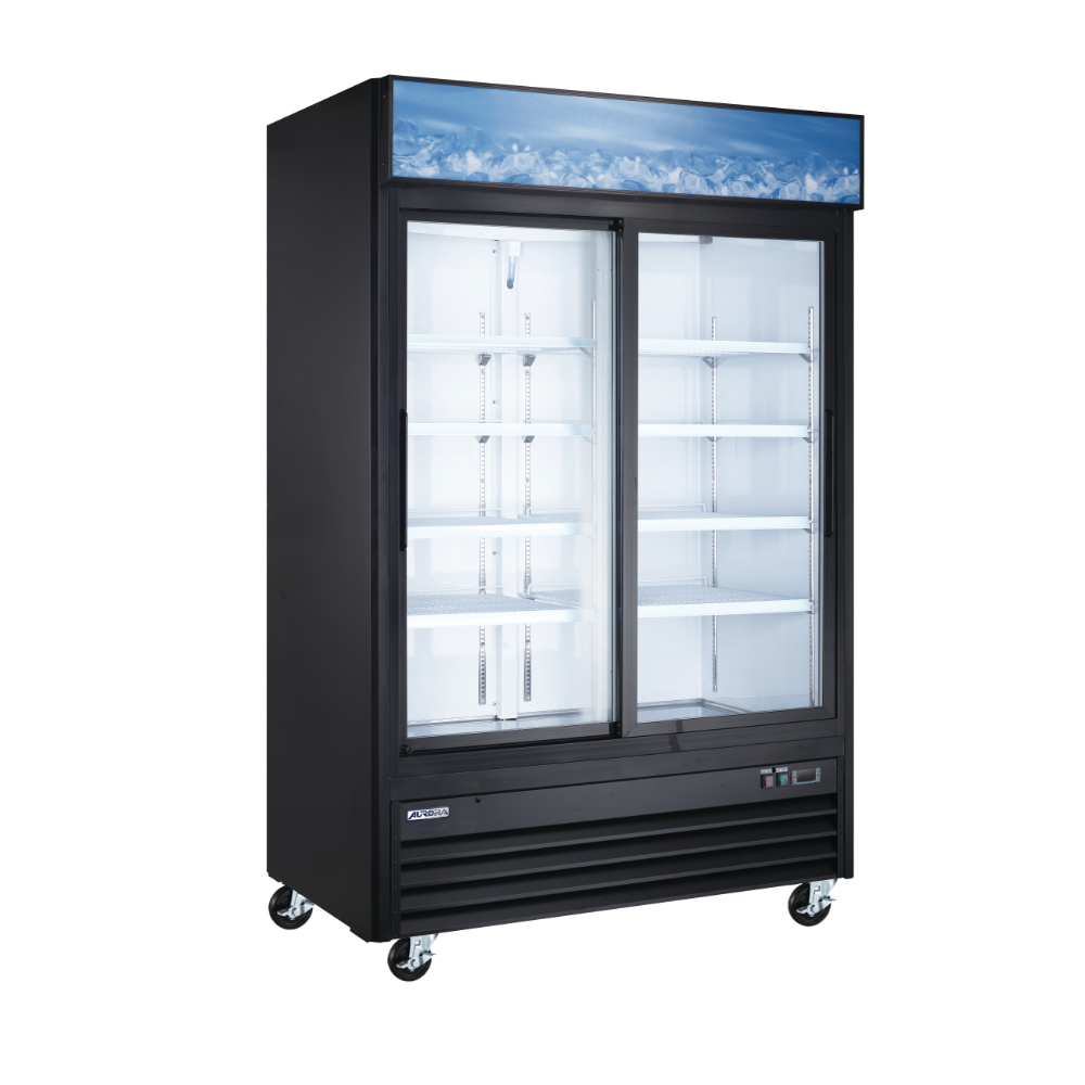 Omcan 59132 53" Merchandiser Refrigerator, 45 cu.ft, Sliding Glass Doors, 120V/60Hz
