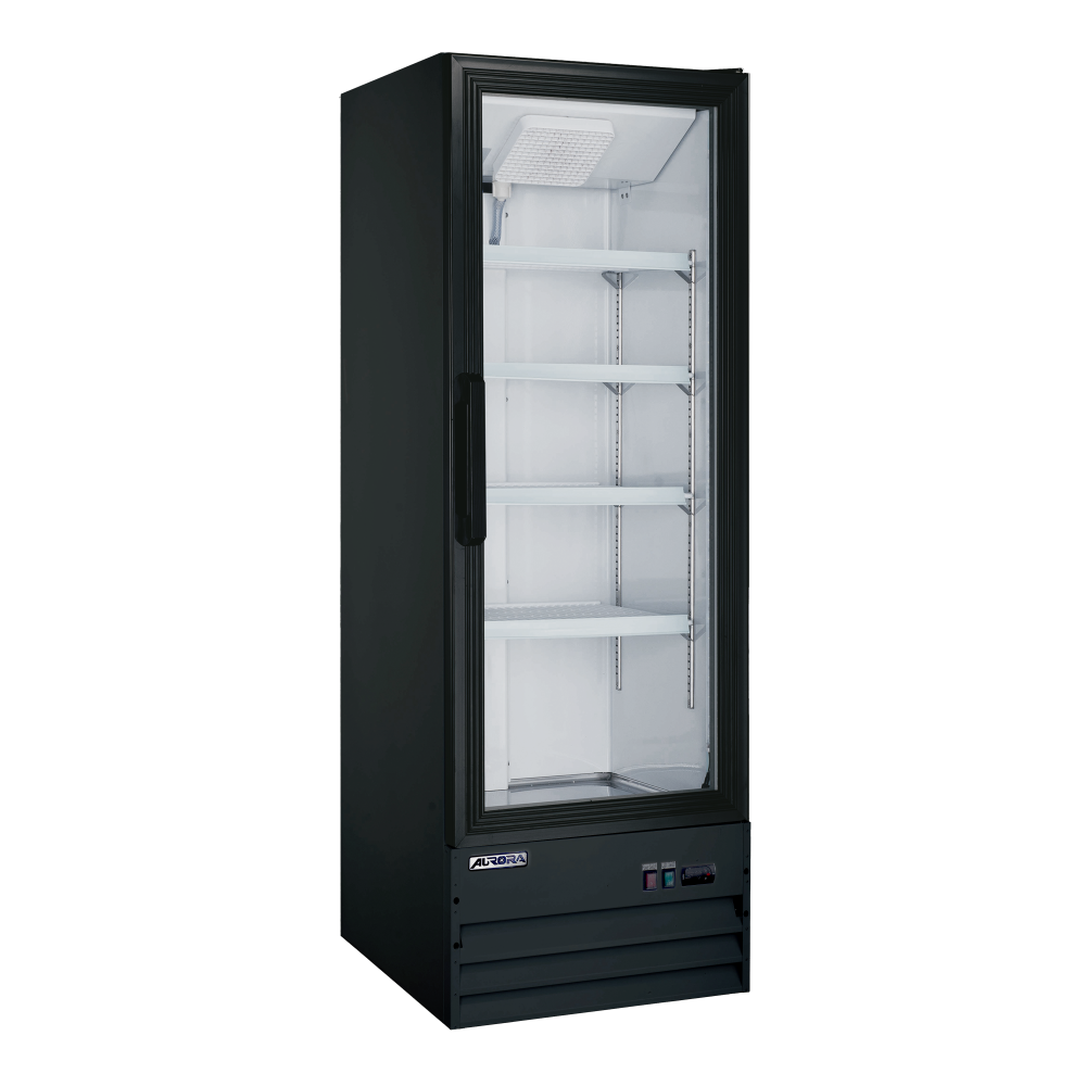 Omcan 59133 21" One-Section Glass Door Merchandiser Refrigerator, 9 cu.ft., Black, 120V/60Hz