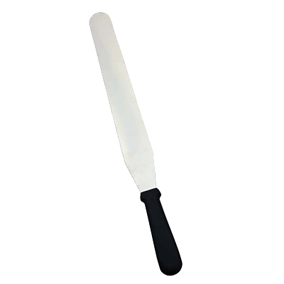 Omcan 80000 Bakery Spatula - 7-9" Stainless Steel Blade, Black Plastic Handle, Kitchen Utensil