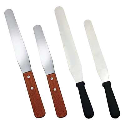 Omcan 80003 Bakery Spatula - 10" Stainless Steel Blade, 1-3/8" Wood Handle, Brown