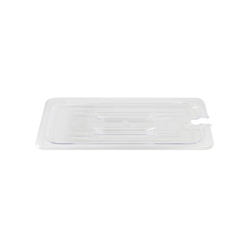 Omcan 80012 Pan Cover, 1/9 Size Clear Polycarbonate Lid, Spoon-Notched Slotted, 6-15/16" x 4-1/4"