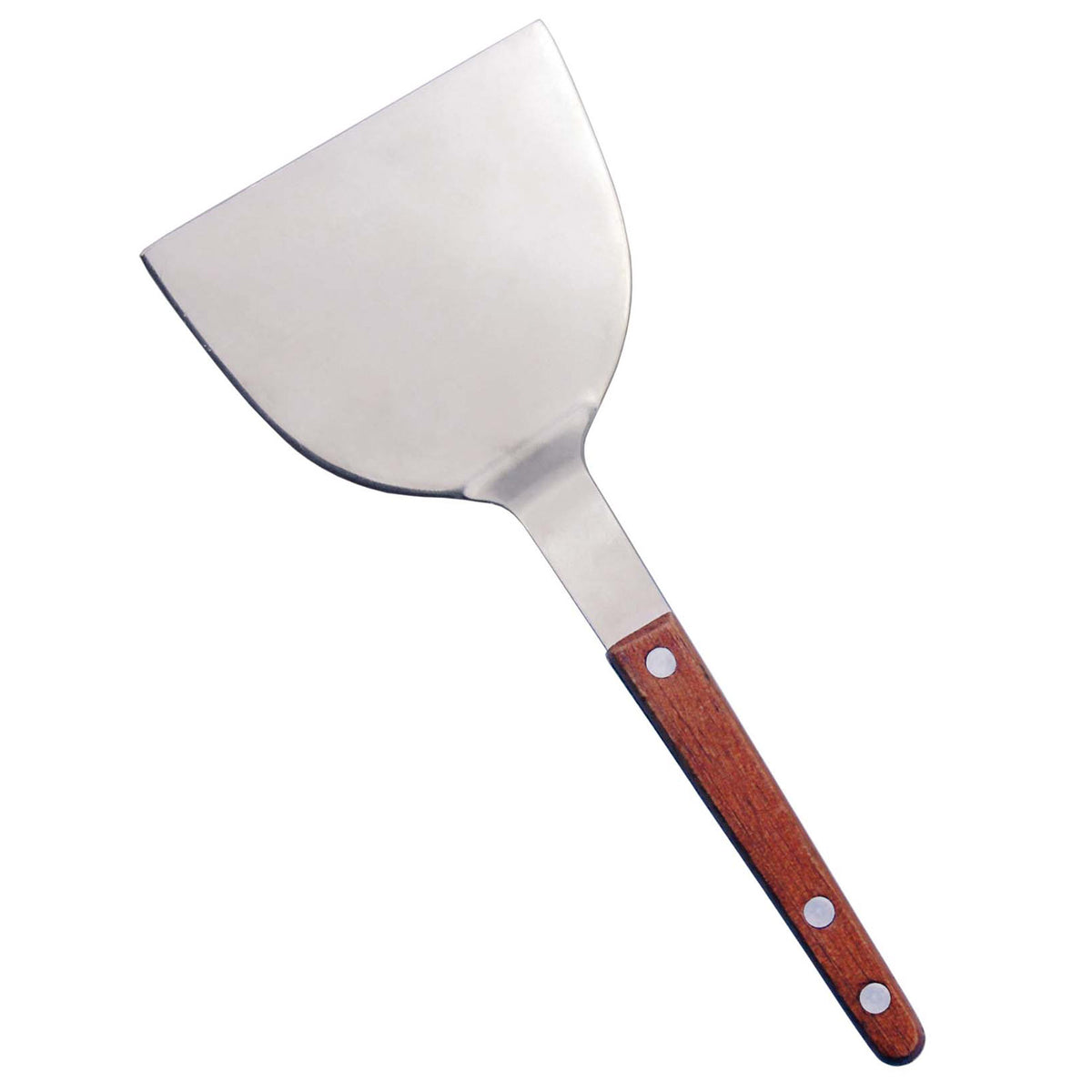 Omcan 80017 Teppanyaki Turner - 4" Blade x 3" Width, Solid Stainless Steel Blade, Wooden Handle