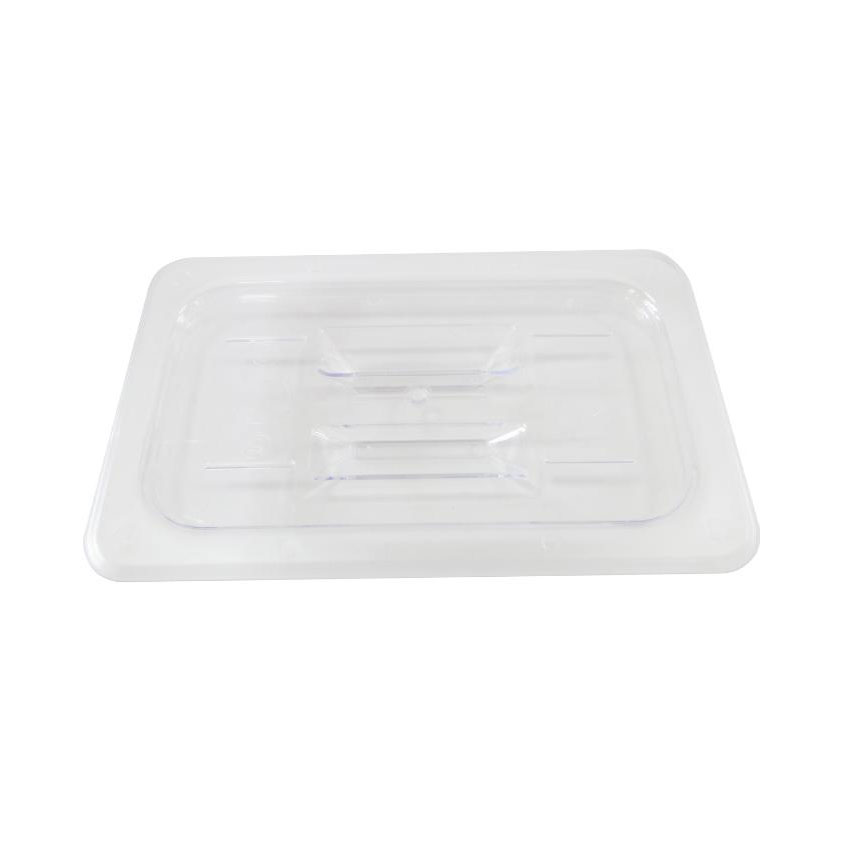 Omcan 80020 Plastic Food Pan Cover - 1/4 Size, 10-7/16" x 6-3/8", Clear Polycarbonate Flat Lid