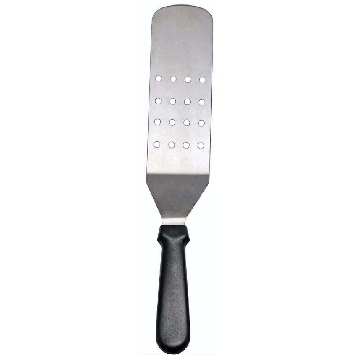 Omcan 80022 Flexible Stainless Steel Turner, 8-1/4" X 2⅞" Perforated Blade, Black Plastic Handle