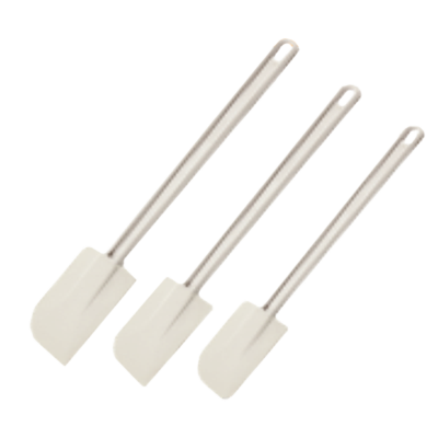 Omcan 80030 Commercial Spatula, 10" Flat Blade, White Plastic Handle, 9"-11" Overall Length