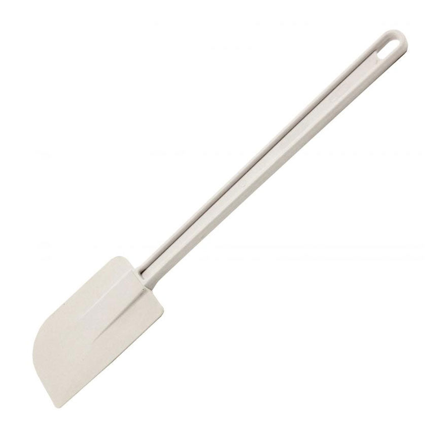 Omcan 80030 Commercial Spatula, 10" Flat Blade, White Plastic Handle, 9"-11" Overall Length