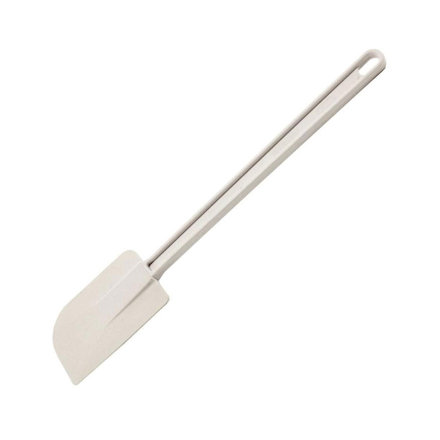 Omcan 80031 Kitchen Spatula, 14" Flat Blade, White Plastic Handle, 12"-14" Overall Length