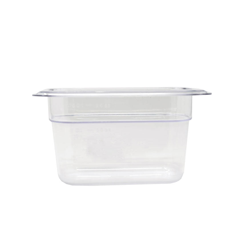 Omcan 80051 Food Pan - 1/9 Size, 6-15/16" x 4-1/4" x 3-15/16" Clear Polycarbonate, NSF