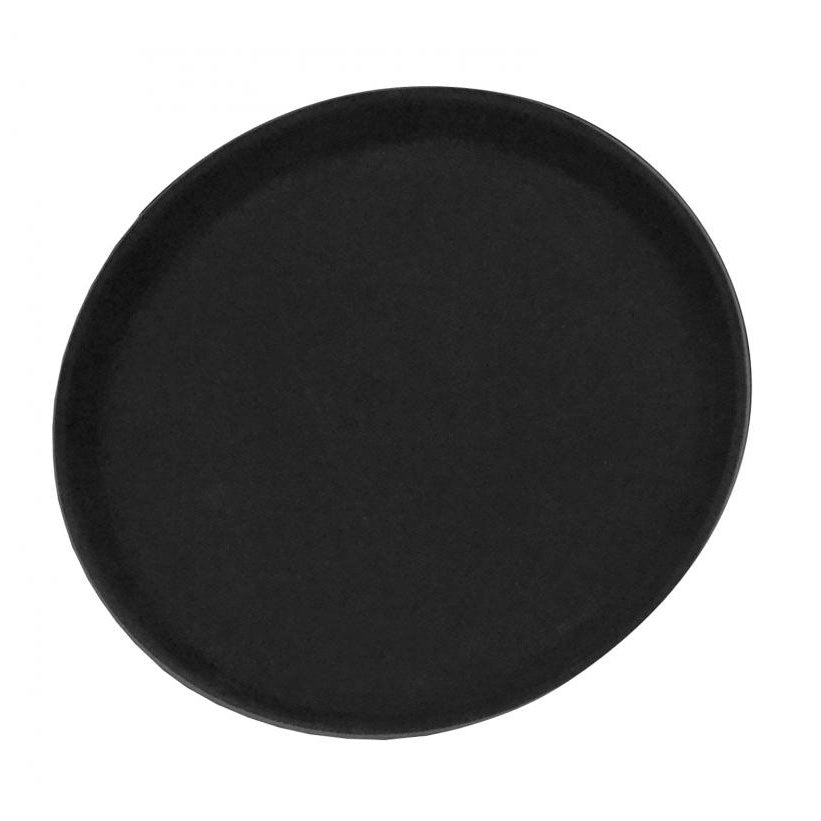 Omcan 80113 Non-Slip Serving Tray, 16" Diameter, Black ABS Plastic, NSF, Non-Slip Coating