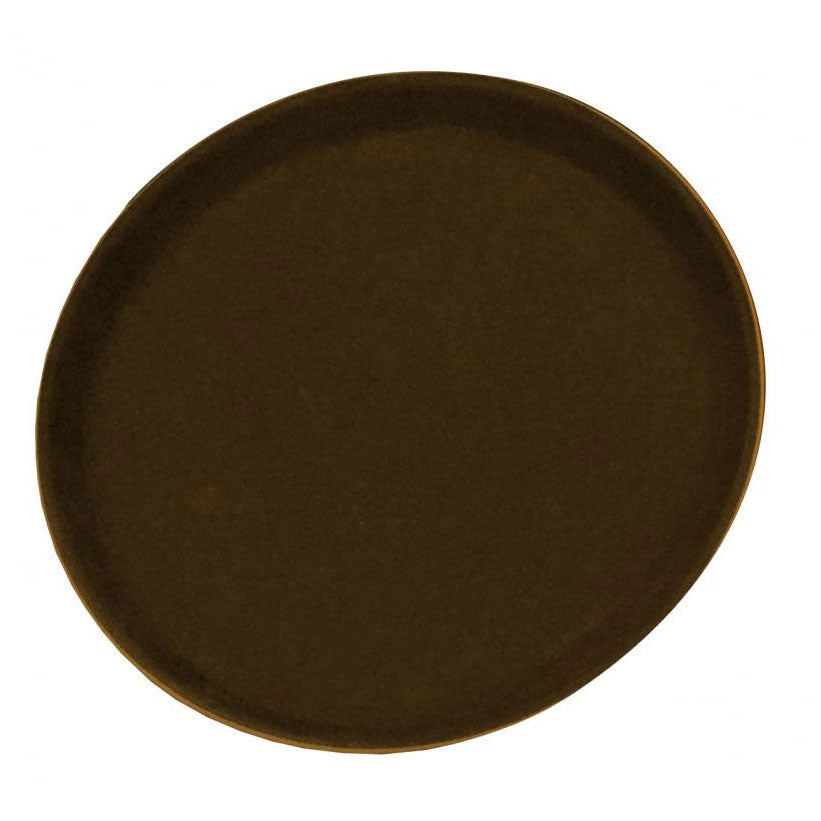 Omcan 80114 Non-Slip Round Serving Tray, 16" Diameter, Brown ABS Plastic, NSF-Listed
