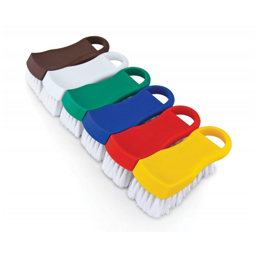 Omcan 80127 Cutting Board Brush, 6" Utility Brush, Brown Plastic Loop Handle
