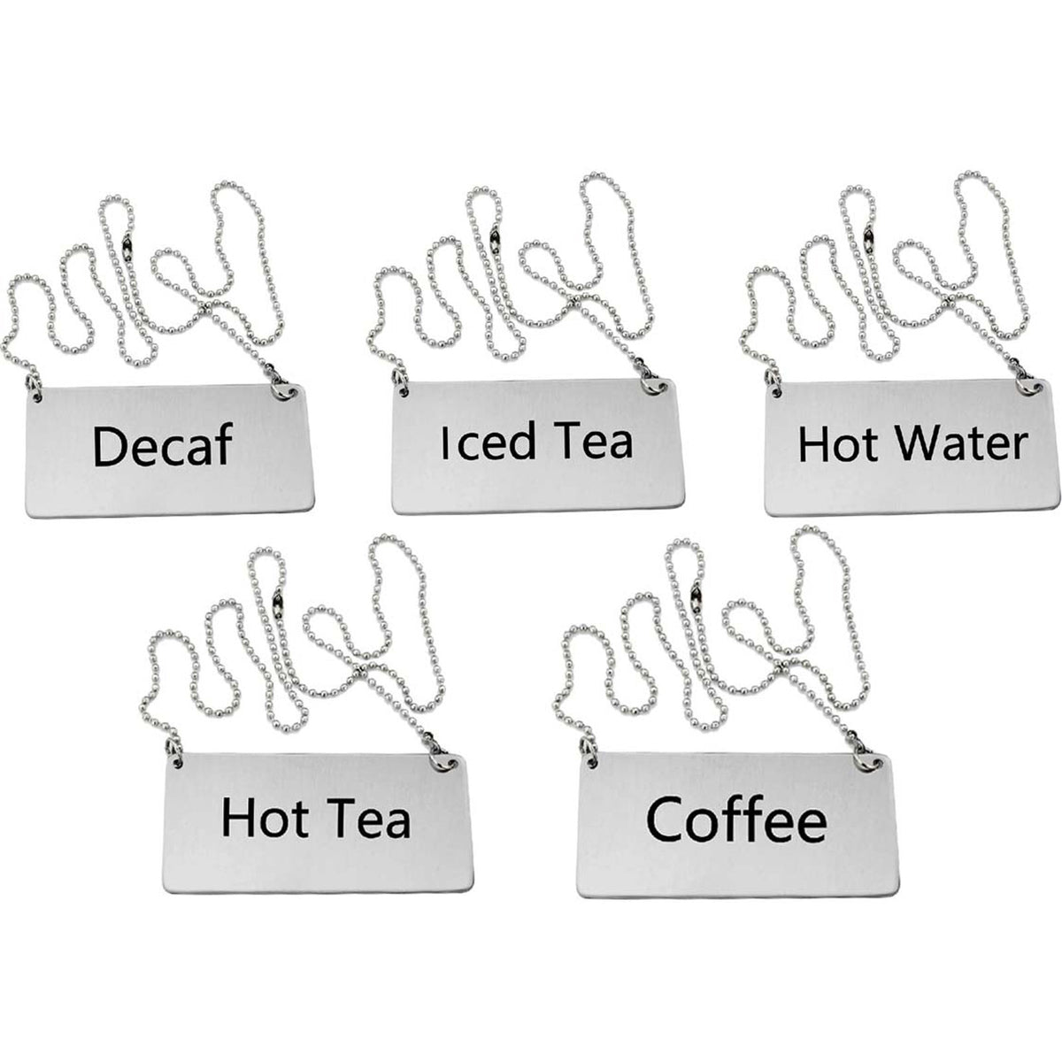 Omcan 80136 Hanging Iced Tea Beverage Sign with Chain, Stainless Steel - Coffee Service
