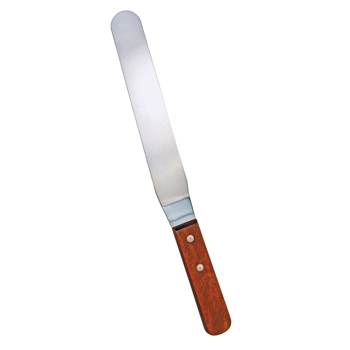 Omcan 80145 Offset Bakery Spatula, 8.5" X 1.5" Steel Blade, Brown Wood Handle, Utensil