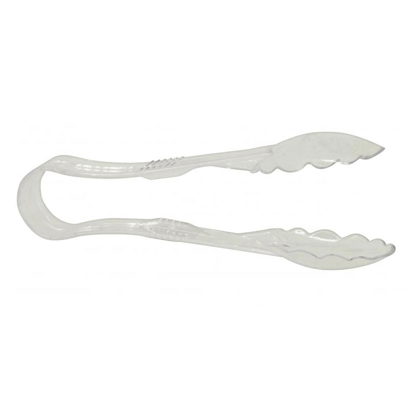 Omcan 80150 Plastic Serving Tongs, 6" Scallop Grip, Clear Polycarbonate, 3-6" Size