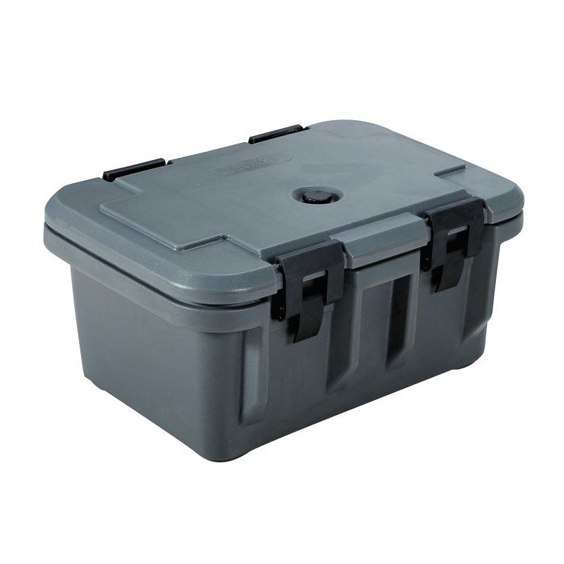 Omcan 80162 Insulated Food Transport Container, Top Loading, Gray Polypropylene, 8" D Pans