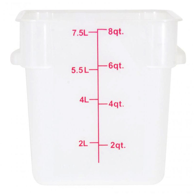 Omcan 80193 8 Qt Square Storage Container, Translucent Polypropylene, 7-12 Qt, No Lid | 7 - 12 qt capacity