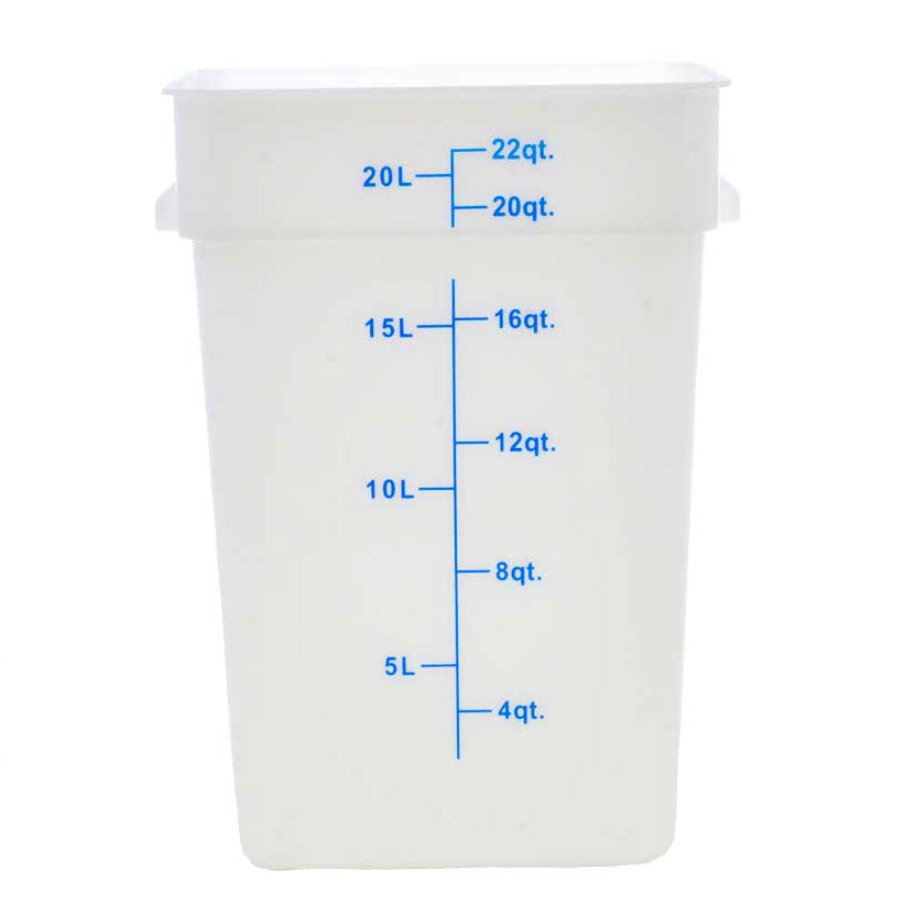 Omcan 80196 22 Qt Square White Polypropylene Container, 19-24 Qt, No Lid, NSF Approved | 19 - 24 qt capacity