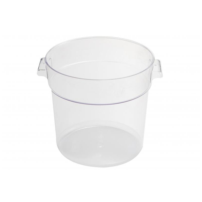 Omcan 80200 22 Qt Round Clear Polycarbonate Food Container - 19-24 Qt, No Lid | 19 - 24 qt capacity