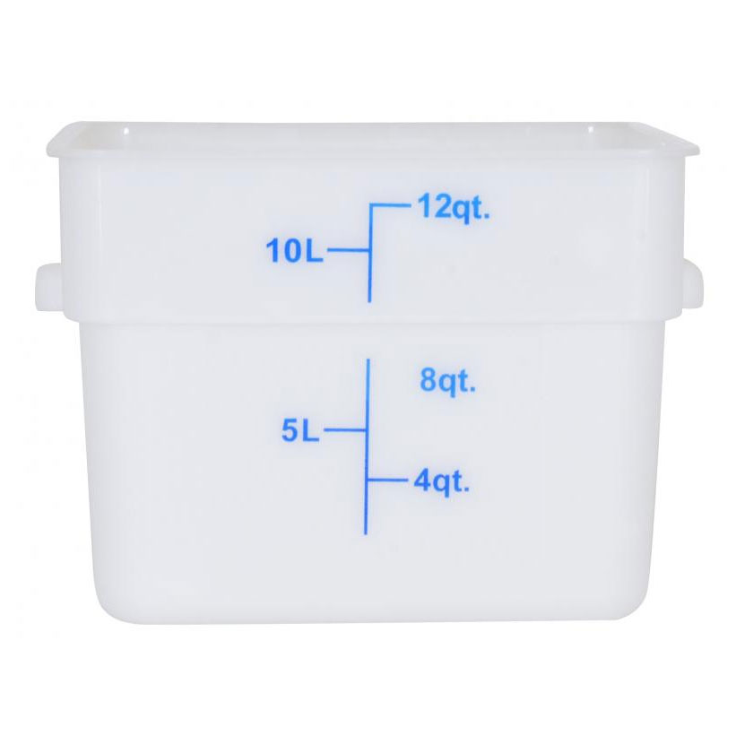 Omcan 80201 Food Storage Container - 12 Qt Square Polypropylene White, No Lid, 7-12 Qt | 7 - 12 qt capacity