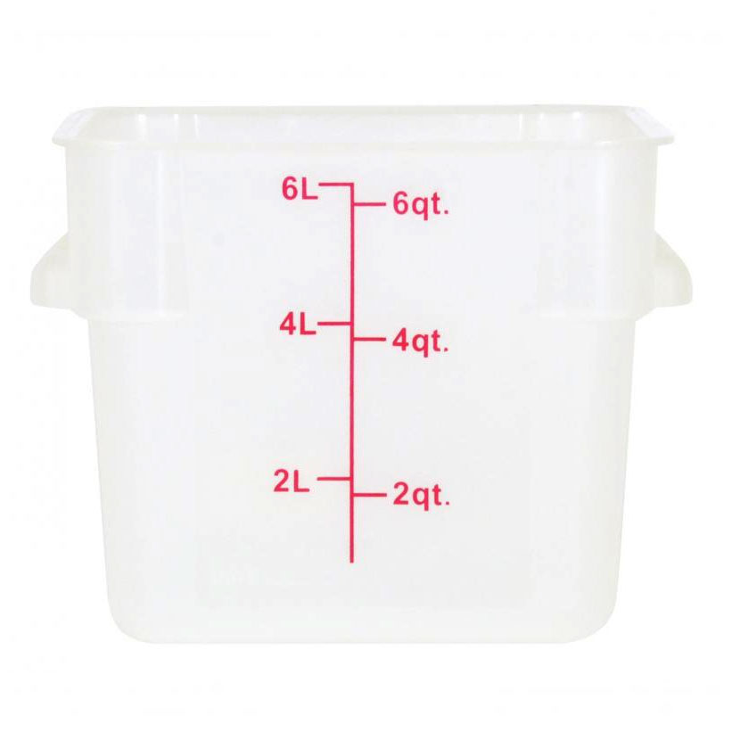 Omcan 80203 Food Storage Container - 6 Qt Square Polypropylene, Translucent, Container Only | 3 - 6 qt capacity