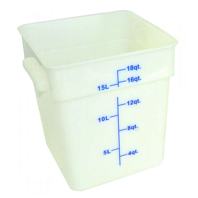 Omcan 80206 Food Storage Container - 18-Qt Square Polypropylene, White, Container Only, NSF | 13 - 18 qt capacity