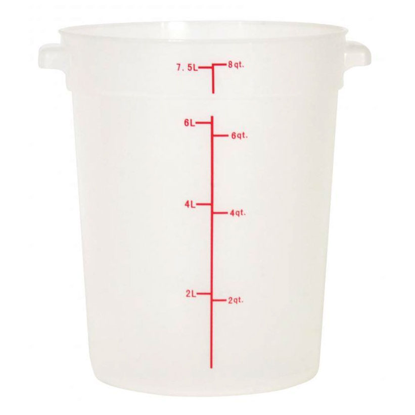 Omcan 80213 Food Storage Container - 8 Qt Round PP, 7-12 Qt, No Lid, NSF | 7 - 12 qt capacity