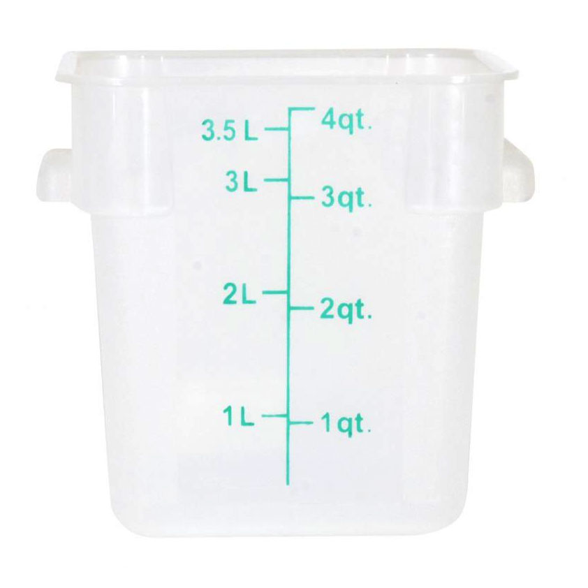 Omcan 80225 4-Qt Square Storage Container, Translucent Polypropylene, 3-6 Qt | 3 - 6 qt capacity