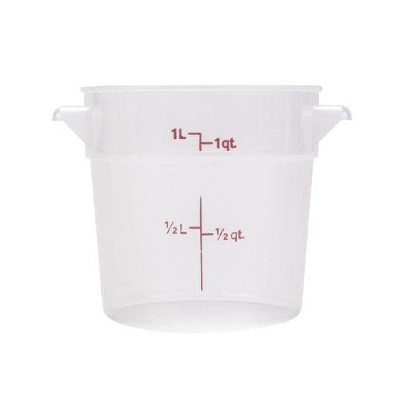 Omcan 80229 1-Qt Round Food Storage Container, Translucent Polypropylene, No Lid, Food Service | 1 - 2 qt capacity