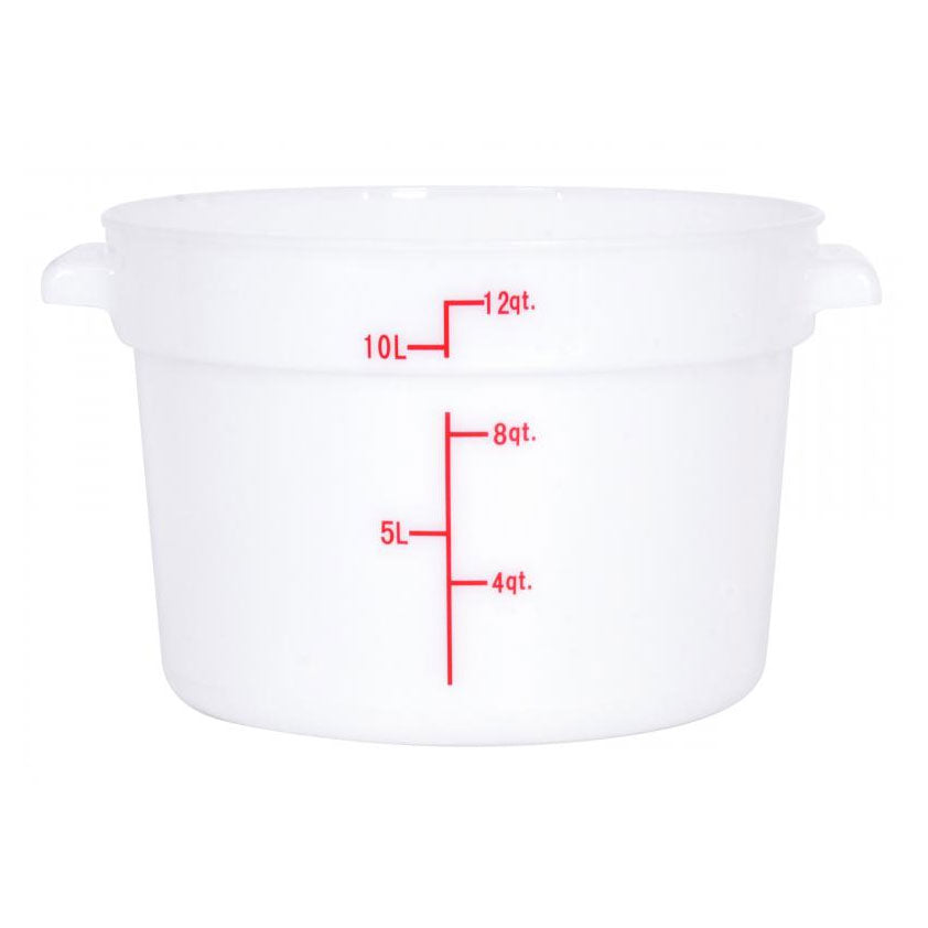 Omcan 80234 Food Storage Container - 12 Qt Round Polypropylene White, No Lid | 7 - 12 qt capacity