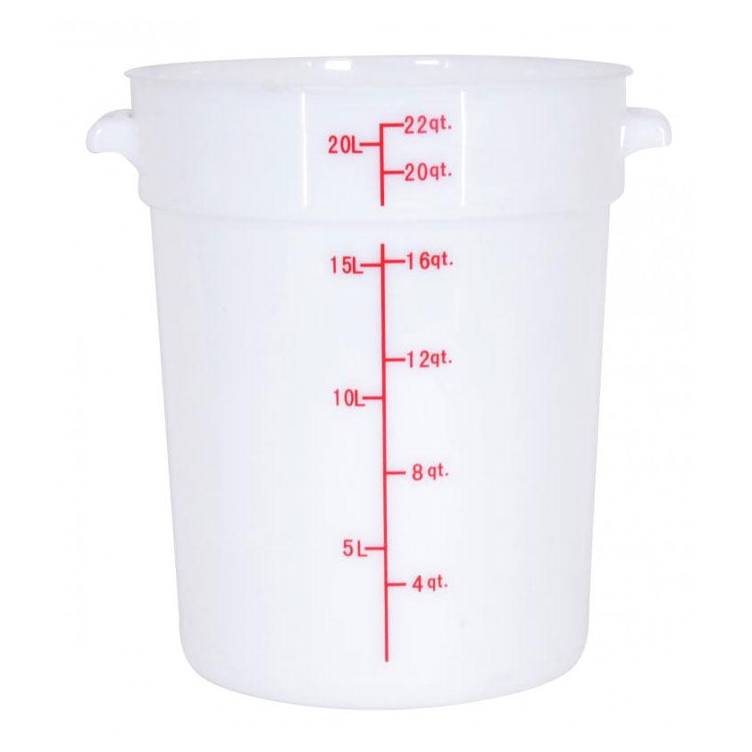 Omcan 80235 Storage Container - 22-Qt Round White Polypropylene, 19-24 qt, No Lid | 19 - 24 qt capacity