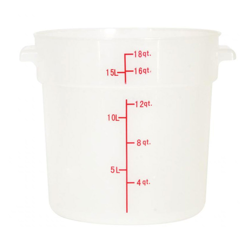 Omcan 80237 Food Storage Container - 18 Qt Round Translucent Polypropylene, No Lid, 13-18 Qt | 13 - 18 qt capacity