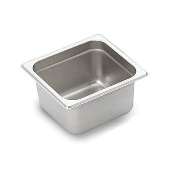 Omcan 80278 Stainless Steel Steam Table Pan - 1/6 Size, 6-7/8" x 6-5/16" x 4" Deep, Solid, NSF