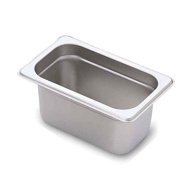Omcan 80283 Stainless Steel Steam Table Pan 1/9 Size 6-7/8" x 4-1/4" x 4" Deep NSF