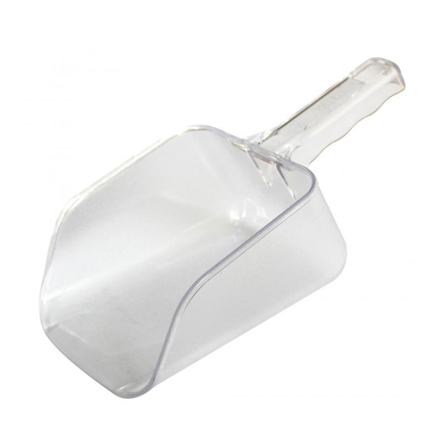 Omcan 80323 Utility Scoop - 32 oz Clear Plastic Flat-Bottom Design, Kitchen Ice Shovel | 30 - 38 oz