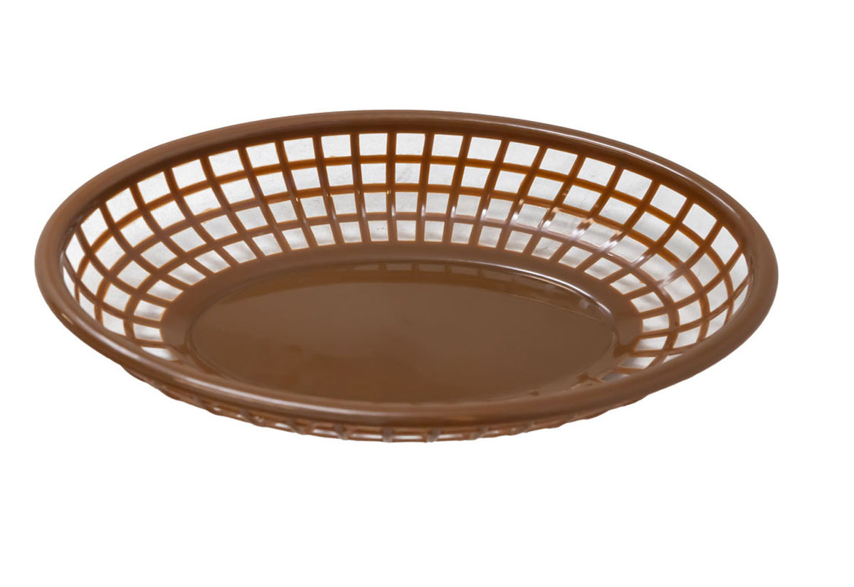 Omcan 80358 Platter Basket, Oval 9-1/4" x 5-3/4" x 1-7/8" Plastic Brown Tray For Restaurants