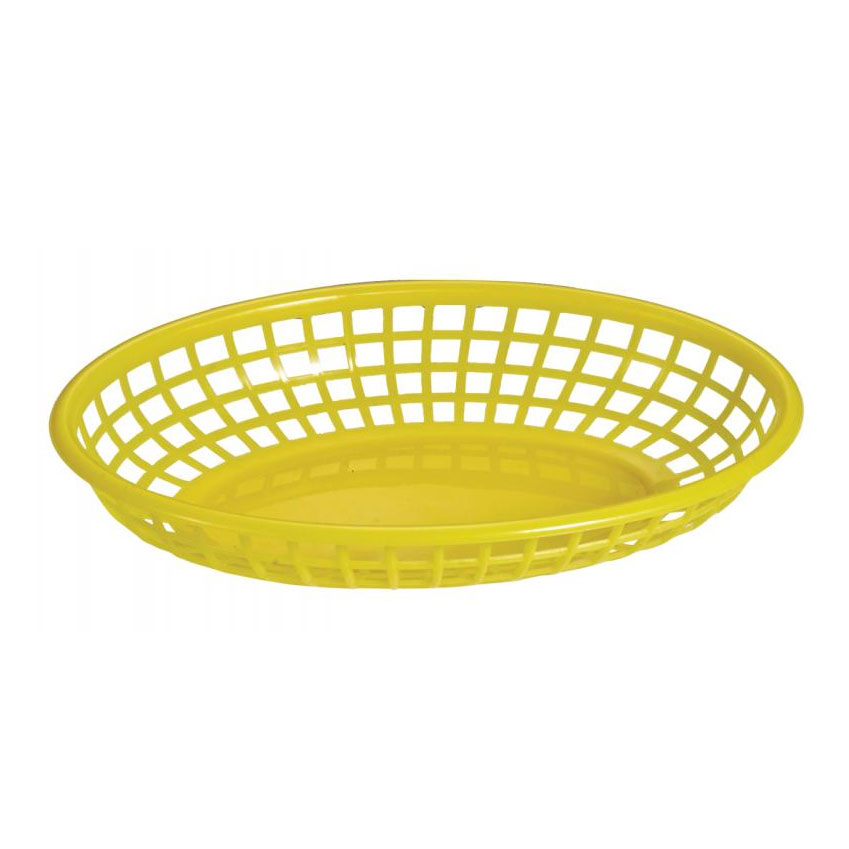 Omcan 80361 Yellow Oval Plastic Food Serving Basket, 9" Size