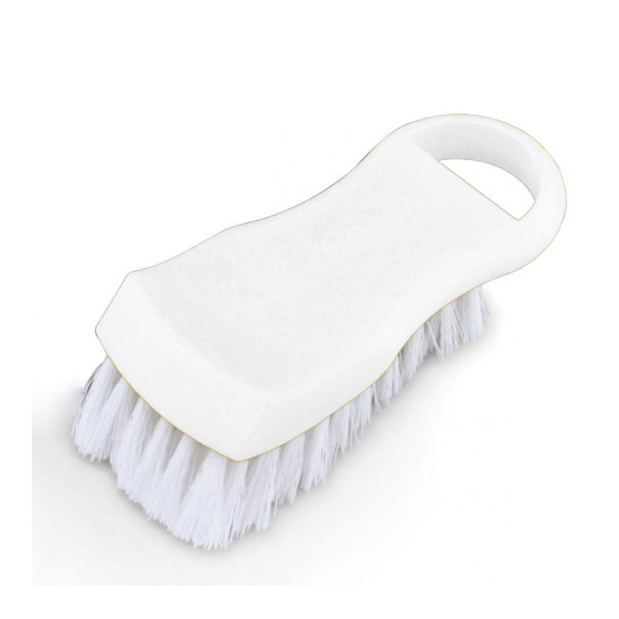 Omcan 80501 Cutting Board Brush, 6" White Plastic Brush with Looped Handle, Durable Construction