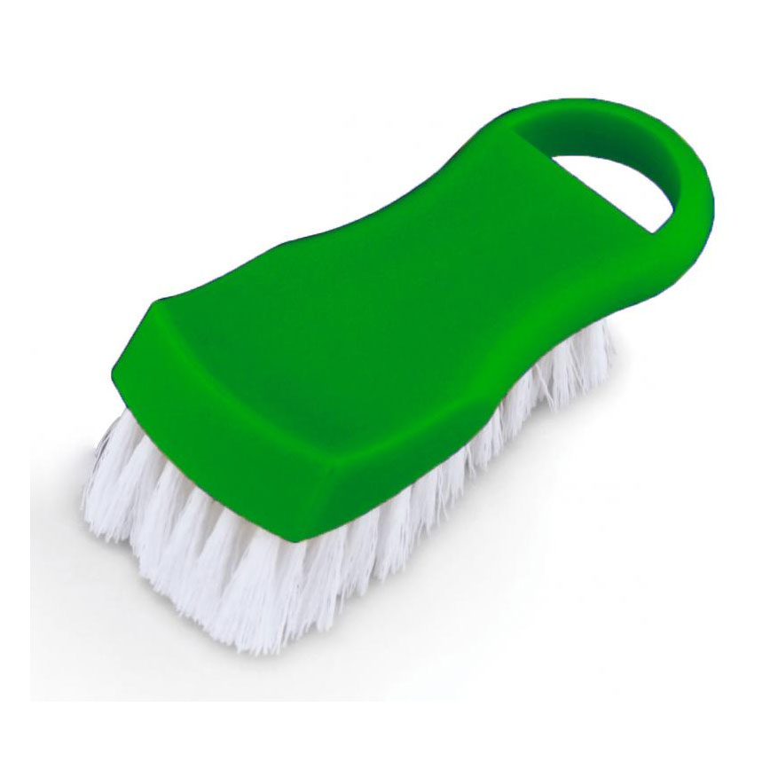 Omcan 80503 Cutting Board Brush, 6" Length, Green Plastic Utility Brush with Looped Handle