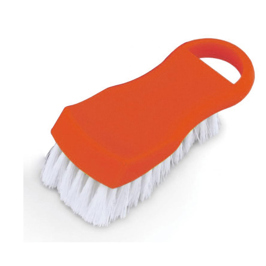 Omcan 80504 Cutting Board Brush, 6" Red Plastic Utility Brush with Looped Handle - 1/Each