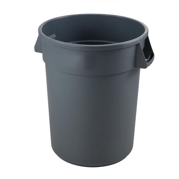 Omcan 80586 Heavy-Duty Trash Can, 32-Gallon, 21.92" Diameter x 27.28" H, Gray Polyethylene | 30 - 39 gallon
