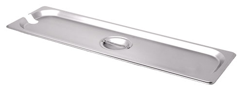 Omcan 80621 Stainless Steel Steam Table Pan Cover, 1/2-Size Long Flat Slotted with Handle, NSF