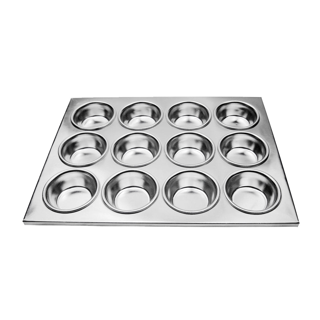 Omcan 80628 Muffin Pan, 14" x 10-3/4" 12-Cup Aluminum Uncoated Baking Pan | 12 cup