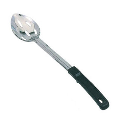 Omcan 80733 11" Stainless Steel Slotted Basting Spoon with Stop-Hook Handle, Serving Utensil