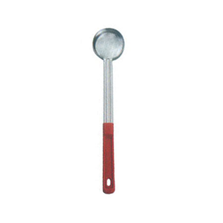 Omcan 80777 2 Oz One-Piece Stainless Steel Solid Portion Control Serving Spoon With Red Handle