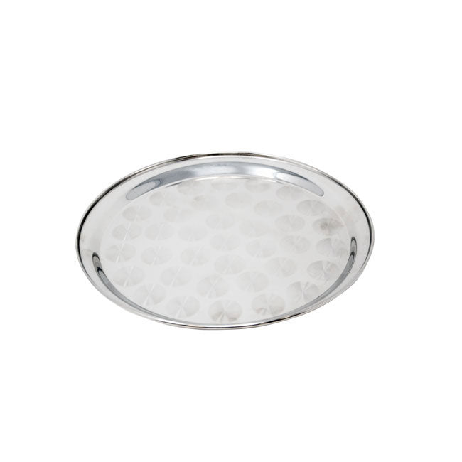 Omcan 80811 12" Stainless Steel Round Serving Tray, Durable Metal Display Tray